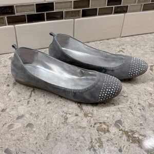 J. Crew grey suede and studded Ballet Flats